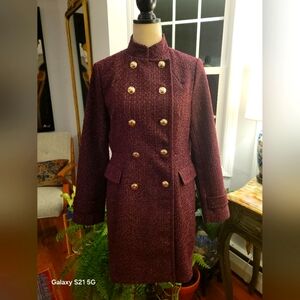 Ann Taylor Pea Coat Size Medium Burgundy